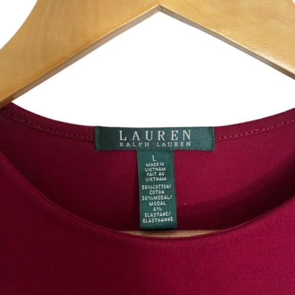 Ralph Lauren Burgundy Fit & Flare Dress Large - Picture 2 of 3